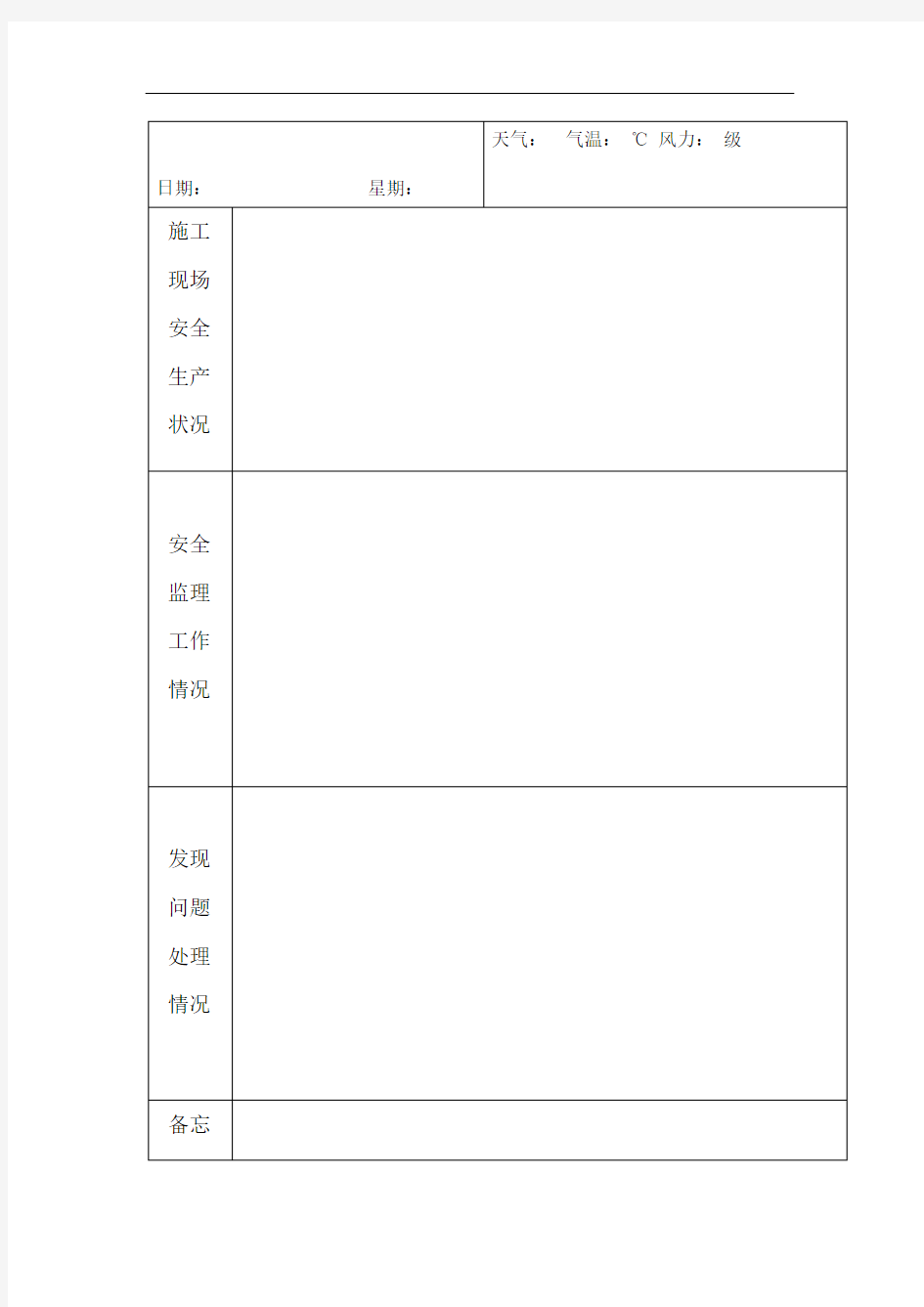 安全监理日志范本07245