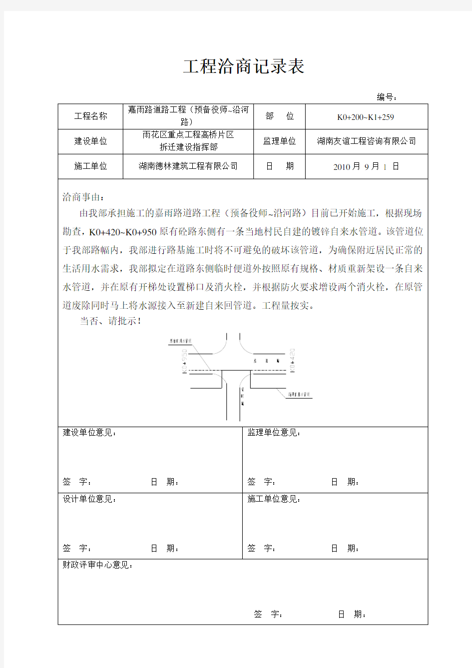 工程洽商记录表