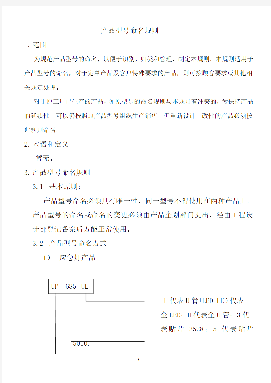 产品型号命名规则