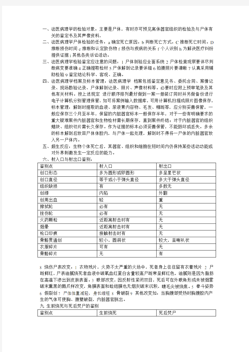 法医病理学知识点(供参考)