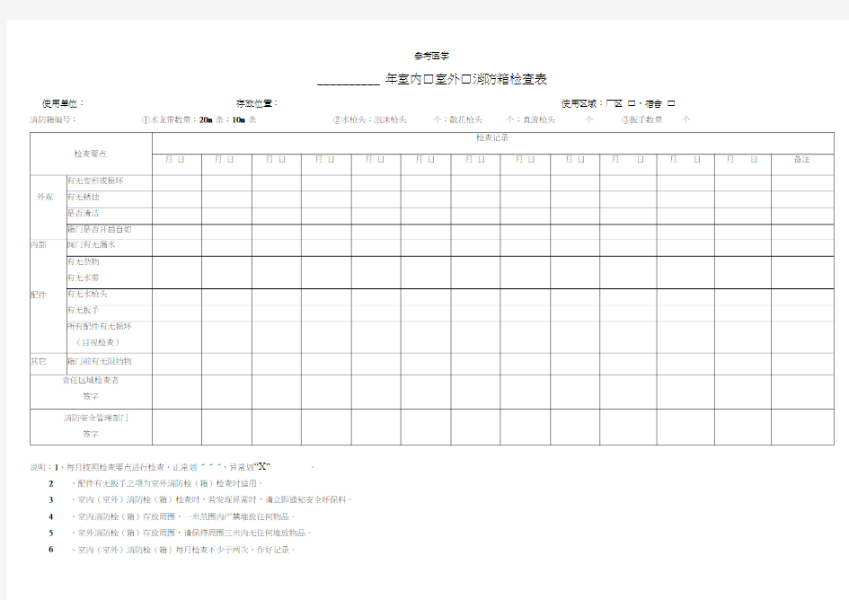 消防器材维护保养记录表