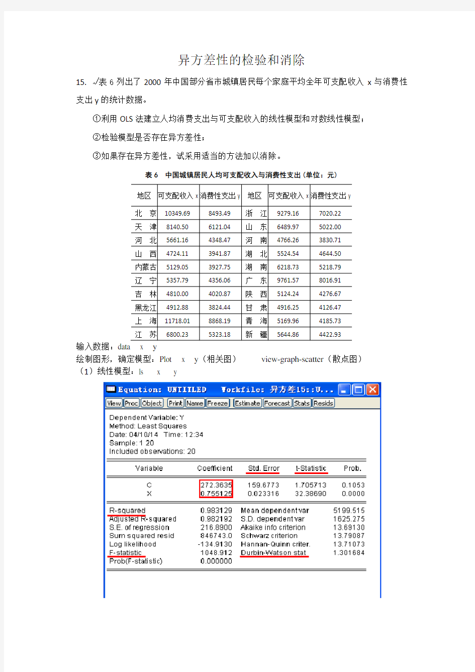 eviews操作步骤异方差自相关