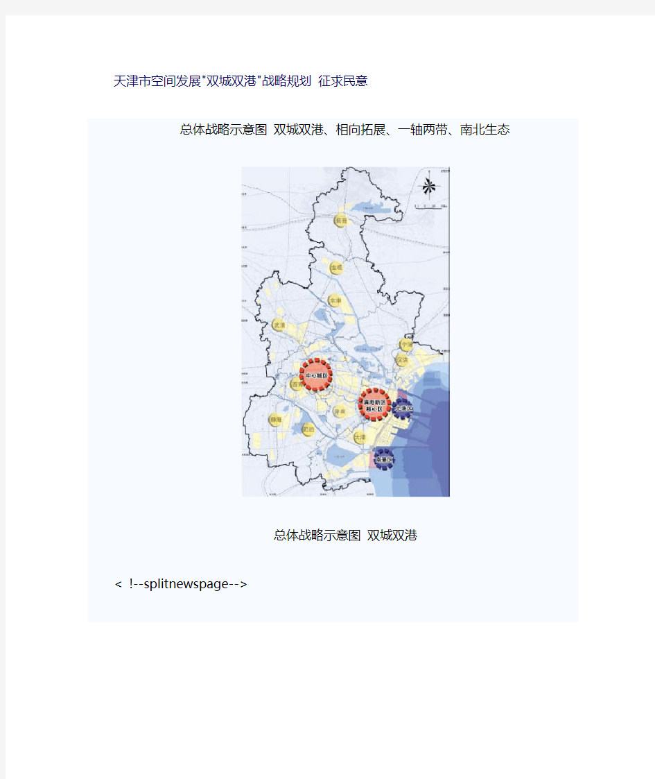 天津市空间发展"双城双港"战略整体规划