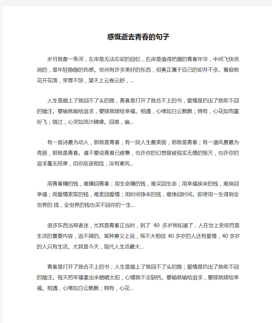 感慨逝去青春的句子