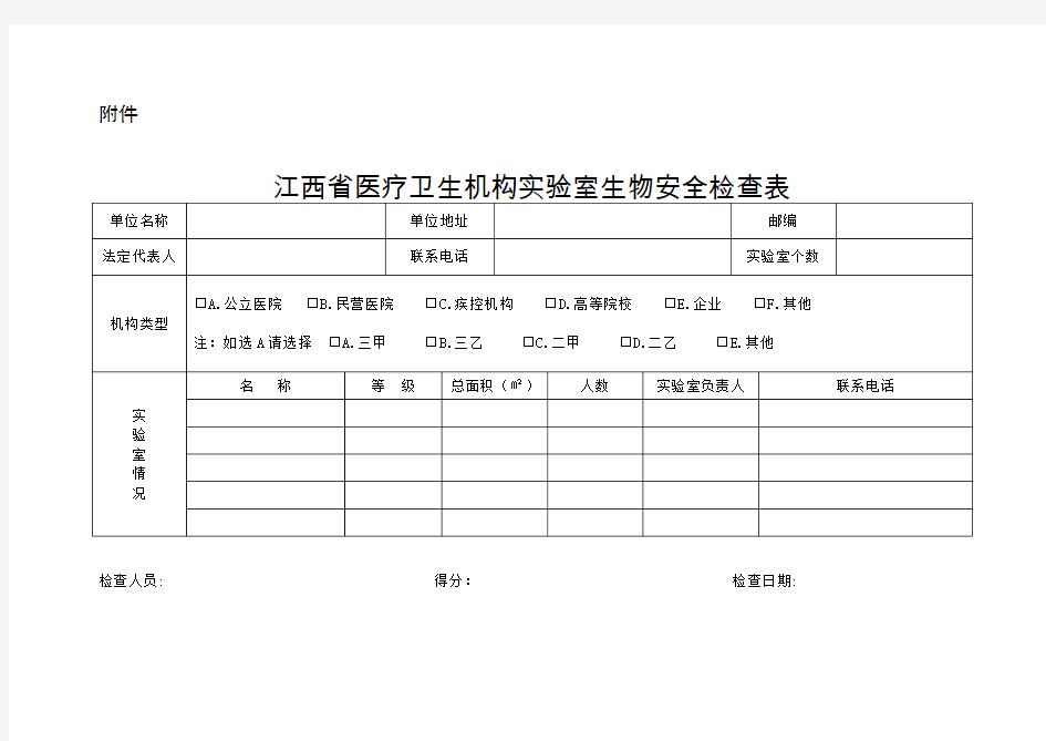 医疗卫生机构生物安全检查表