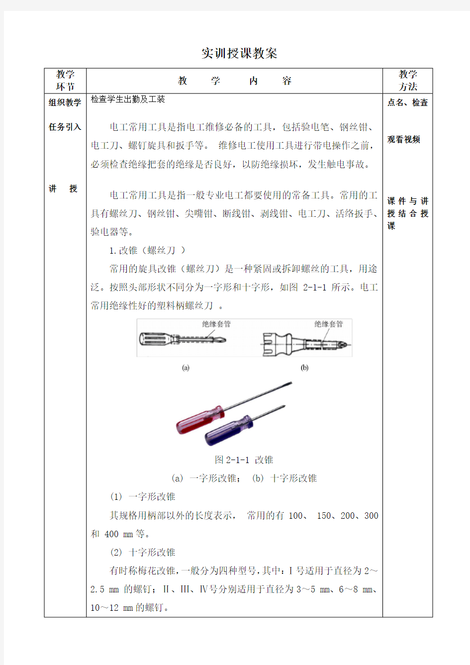 常用电工工具的使用