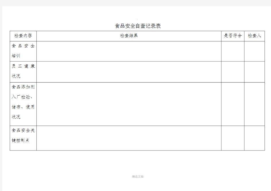 食品安全自查记录表