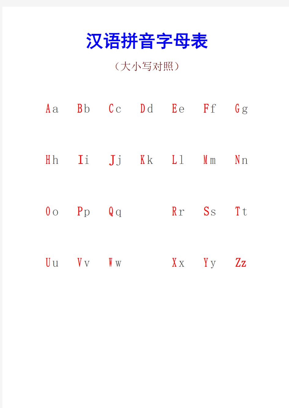 汉语拼音字母表-推荐下载