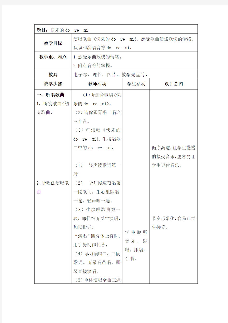 小学三年级上册音乐快乐的doremi