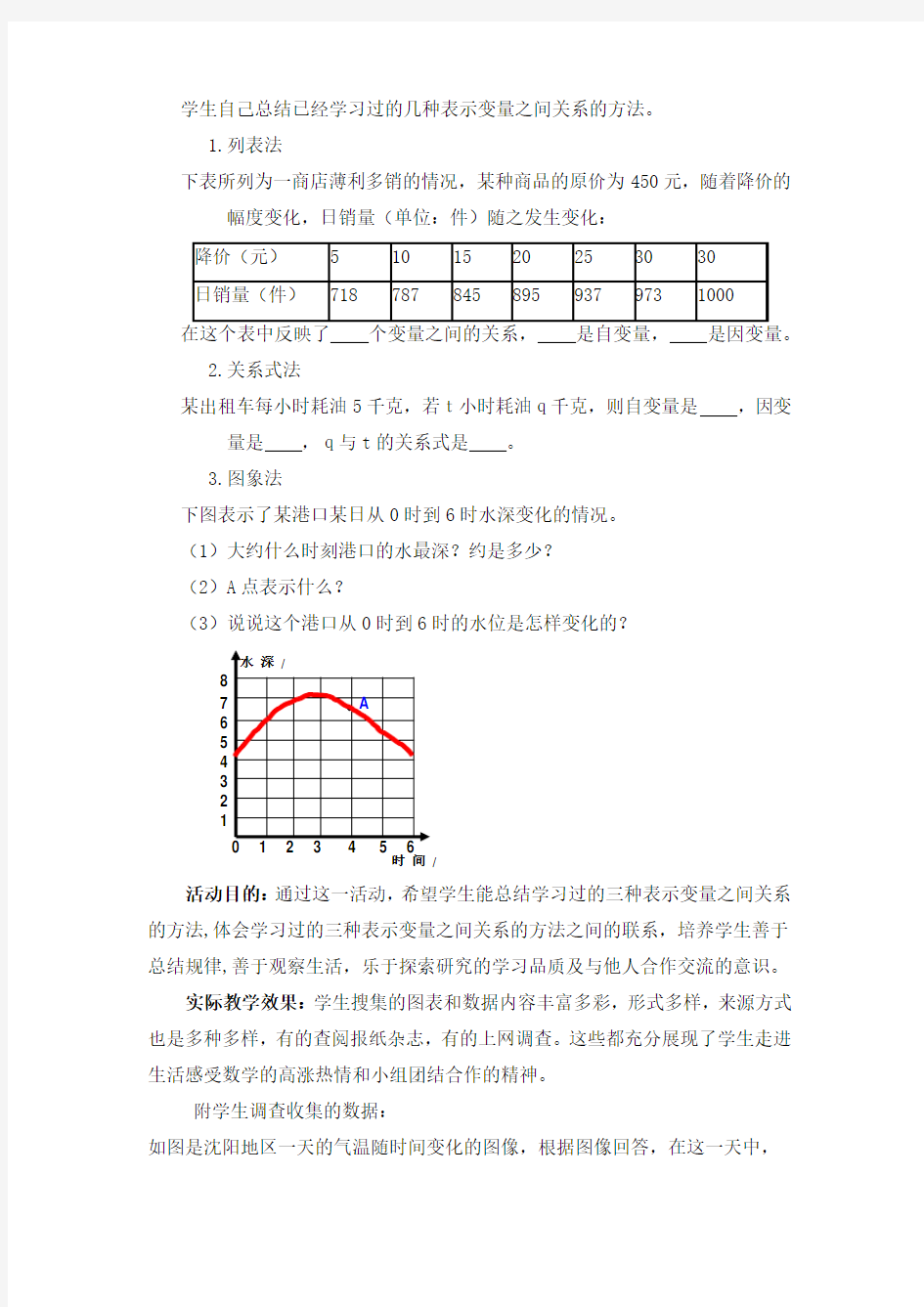 用图像表示变量关系的教学设计