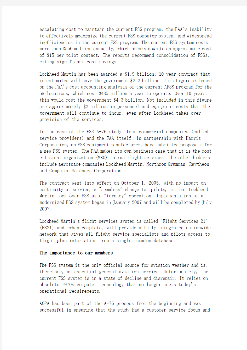 Air Traffic Services Brief  Flight Service Station (FSS) Modernization