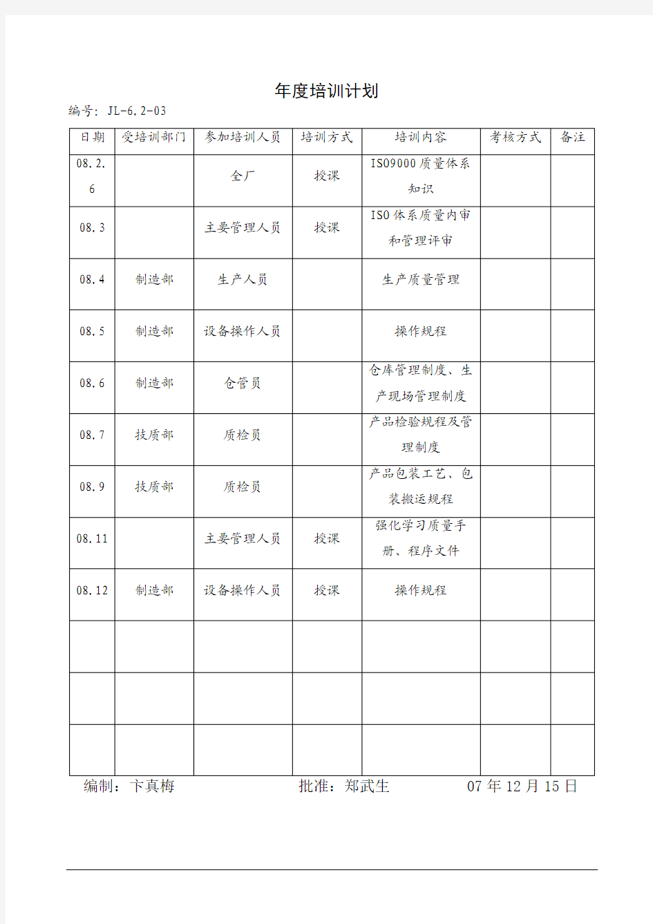 培训计划