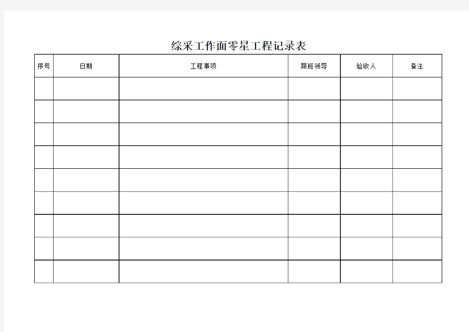 综采工作面零星工程记录台账