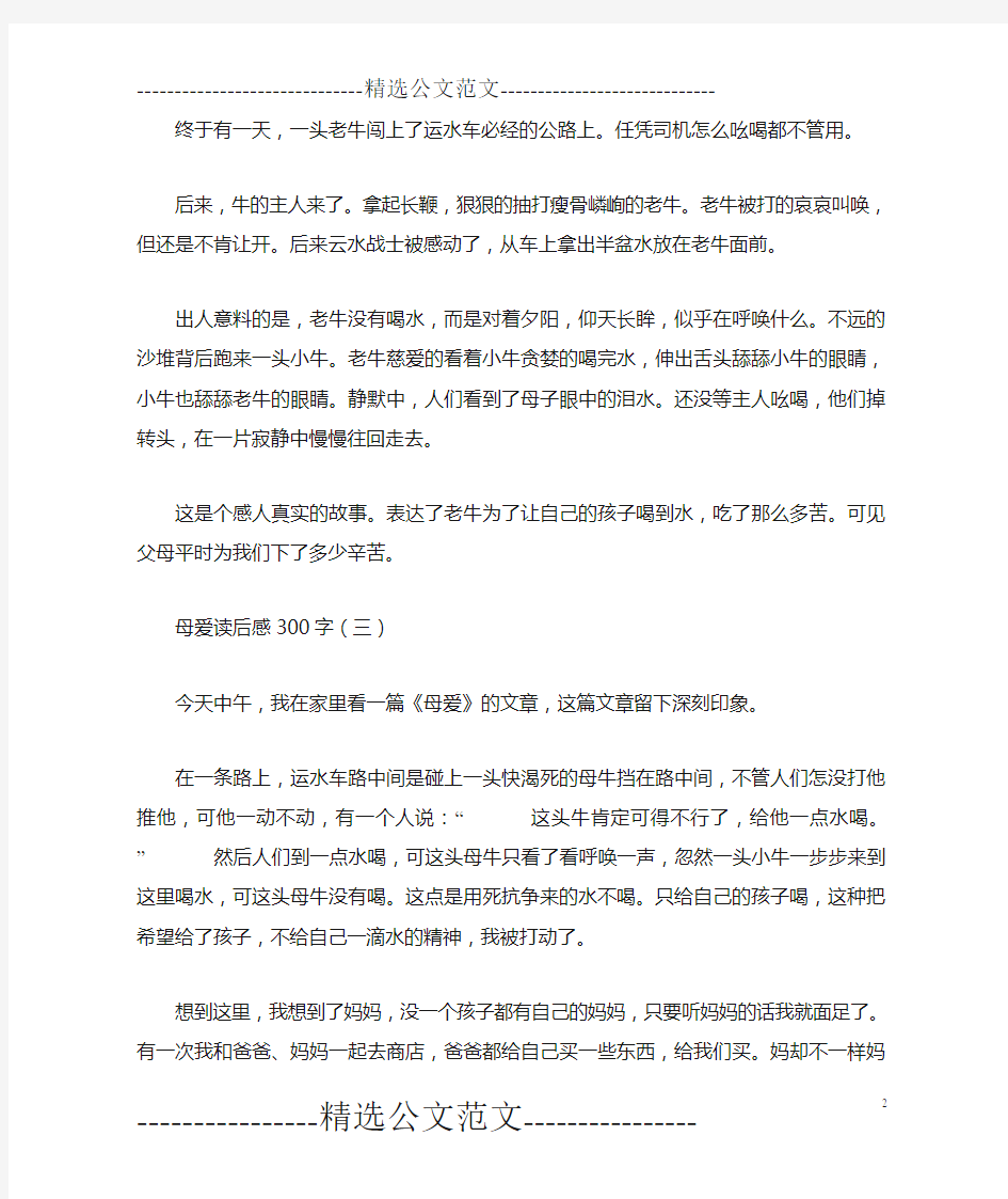 母爱读后感300字