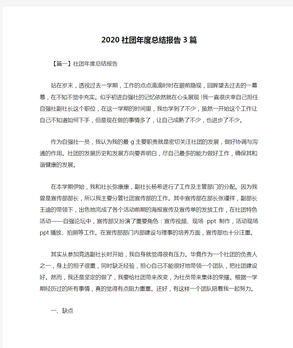 2020社团年度总结报告3篇