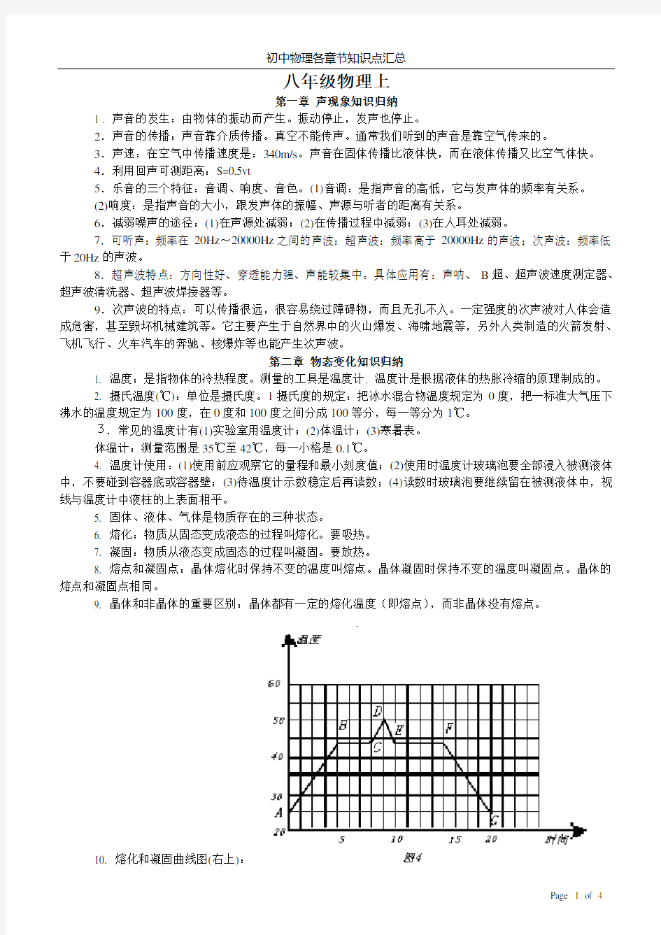 八年级上物理知识点+公式总结