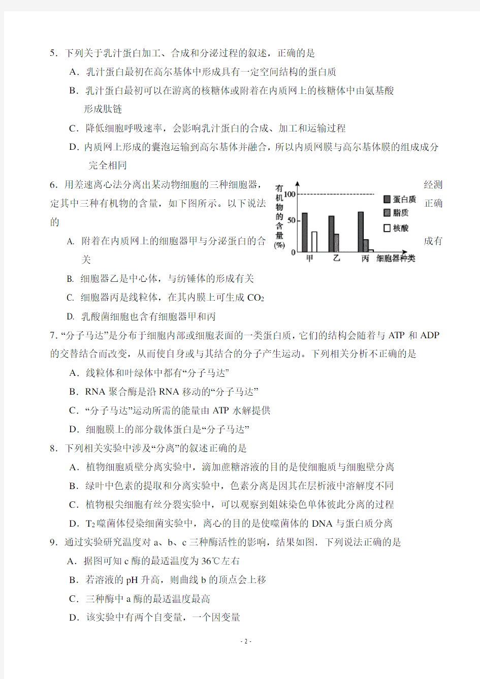 2020届河南省虞城县高中高三11月月考生物试题