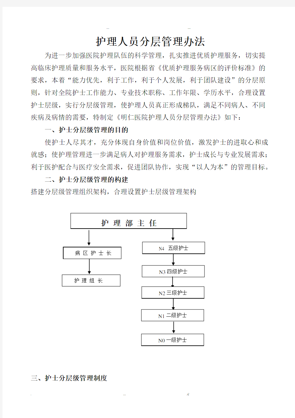 护理分层管理办法