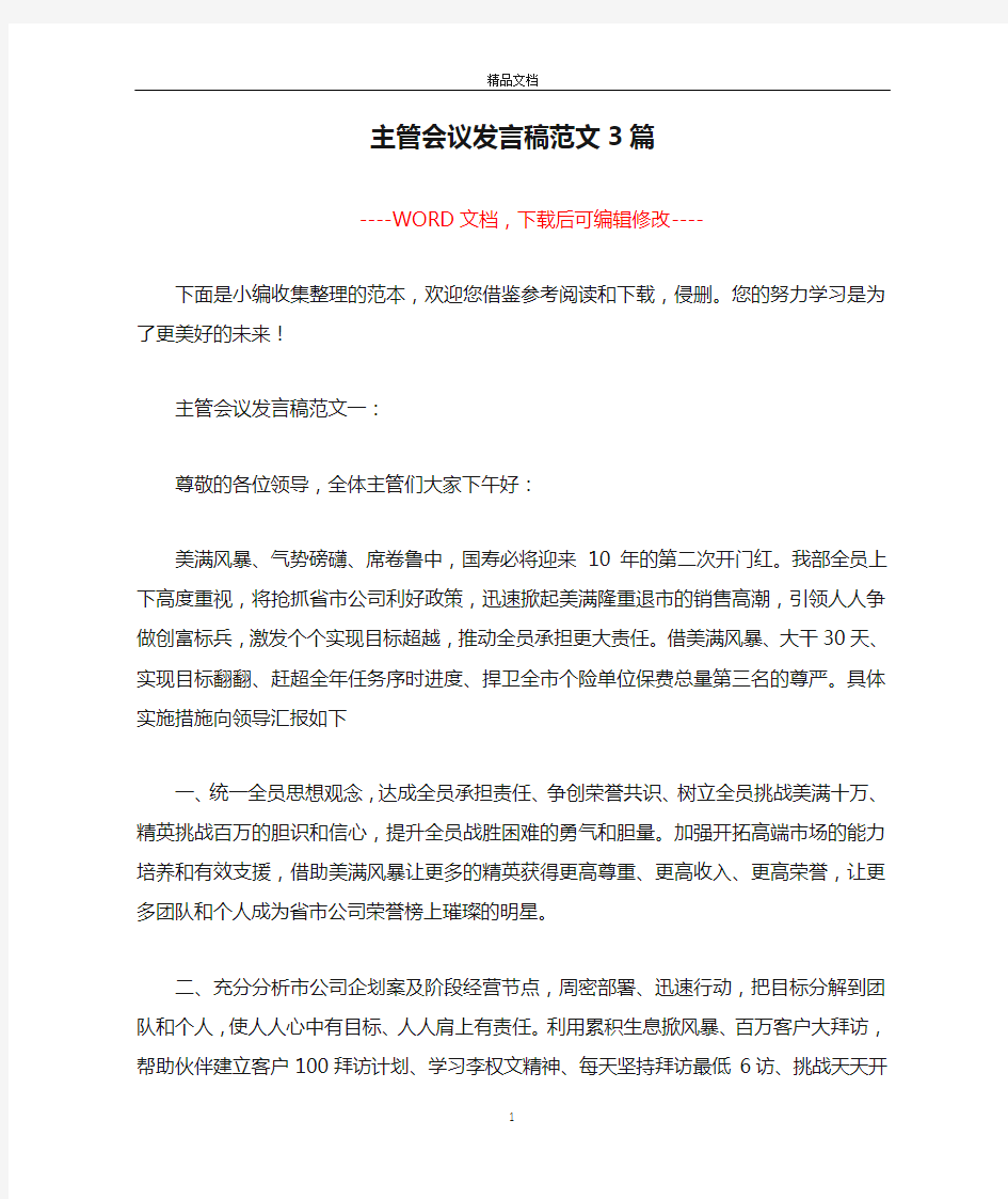 主管会议发言稿范文3篇