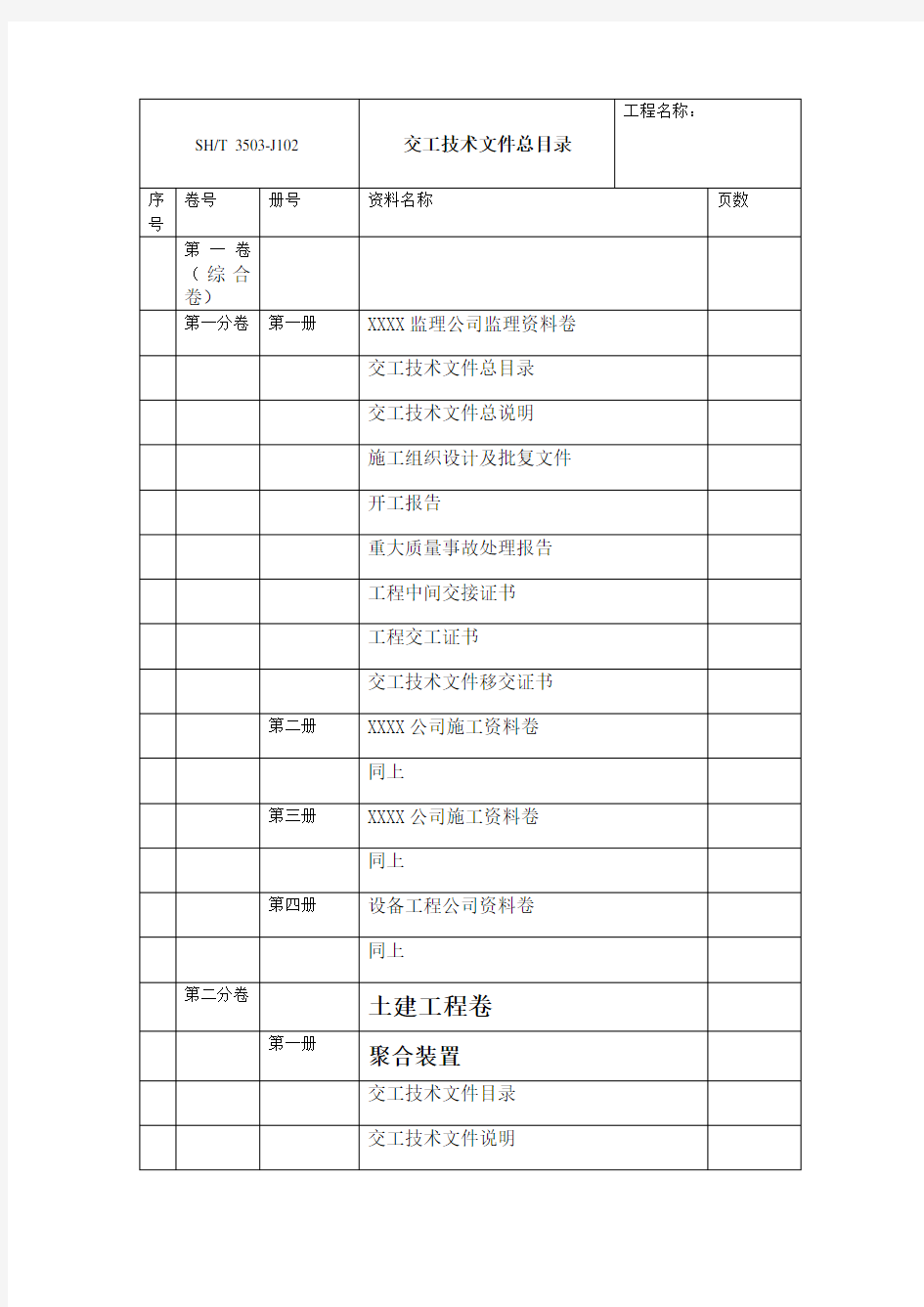 交工技术文件总目录(完整版)