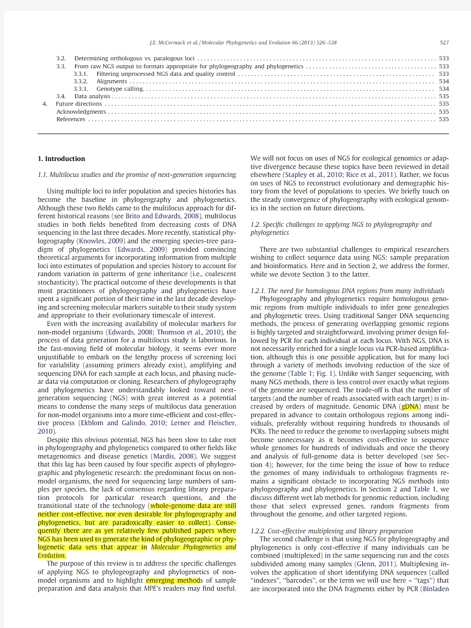 Applications of next-generation sequencing to phylogeography and phylogenetics