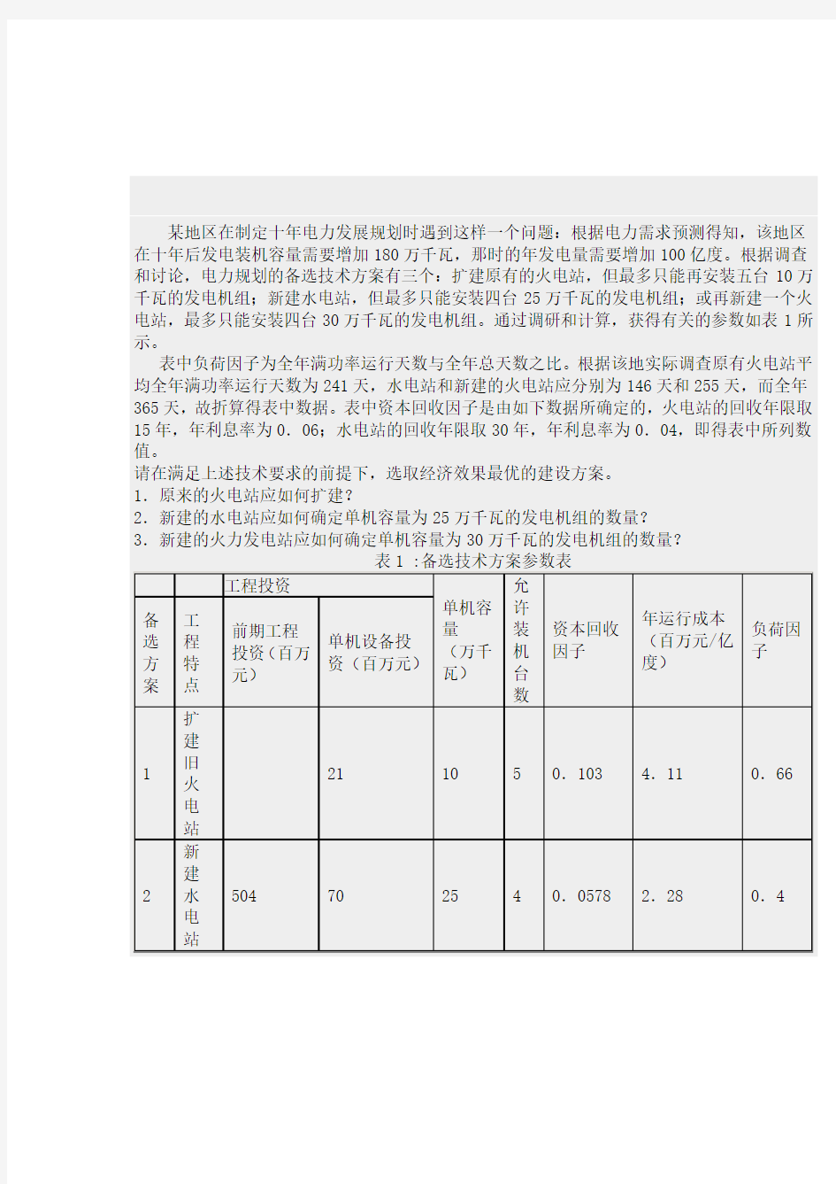 电力发展规划模型