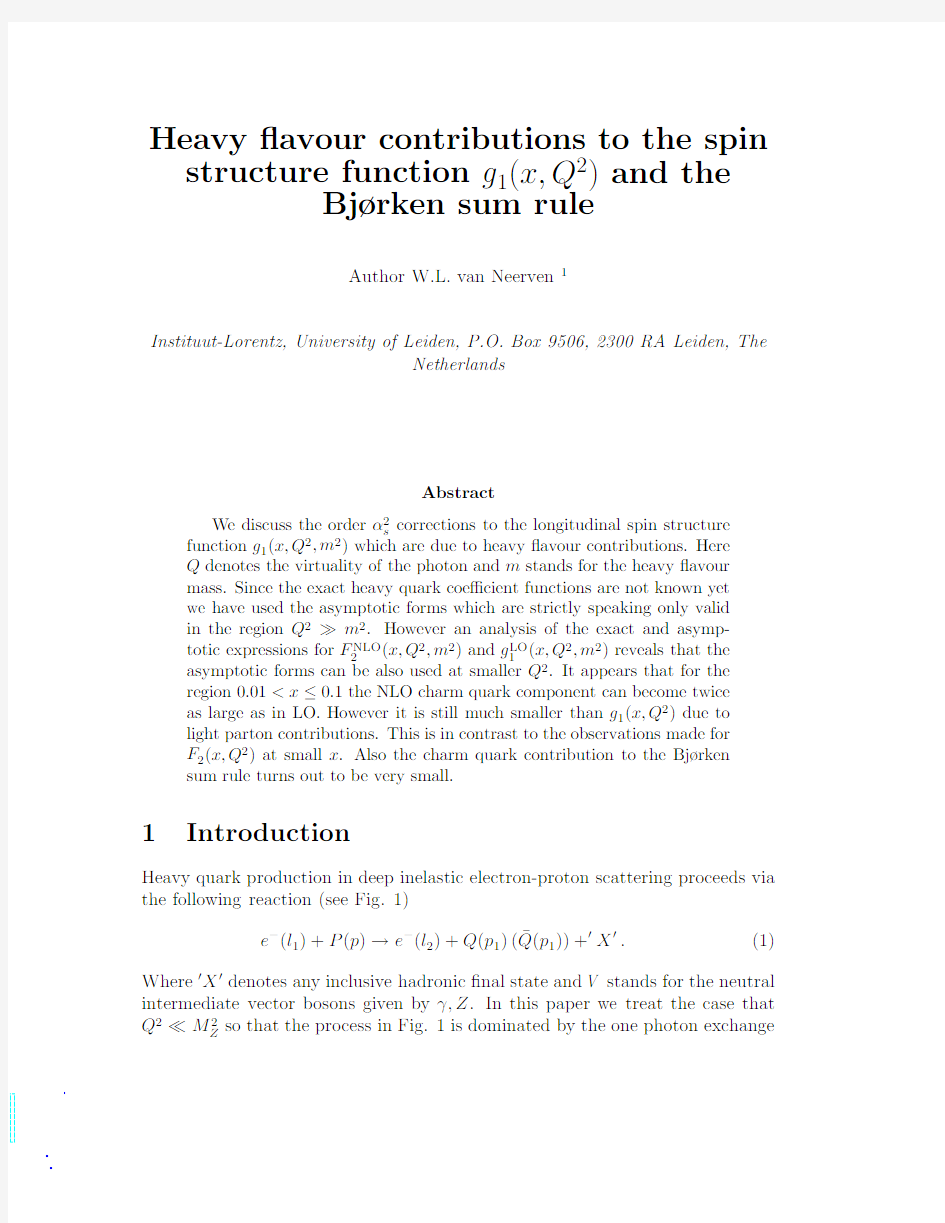 Heavy flavour contributions to the spin structure function g_1(x,Q^2) and the Bjorken sum r