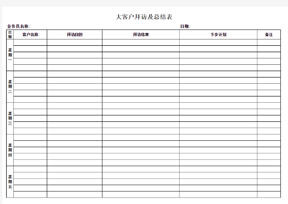 大客户拜访及总结表