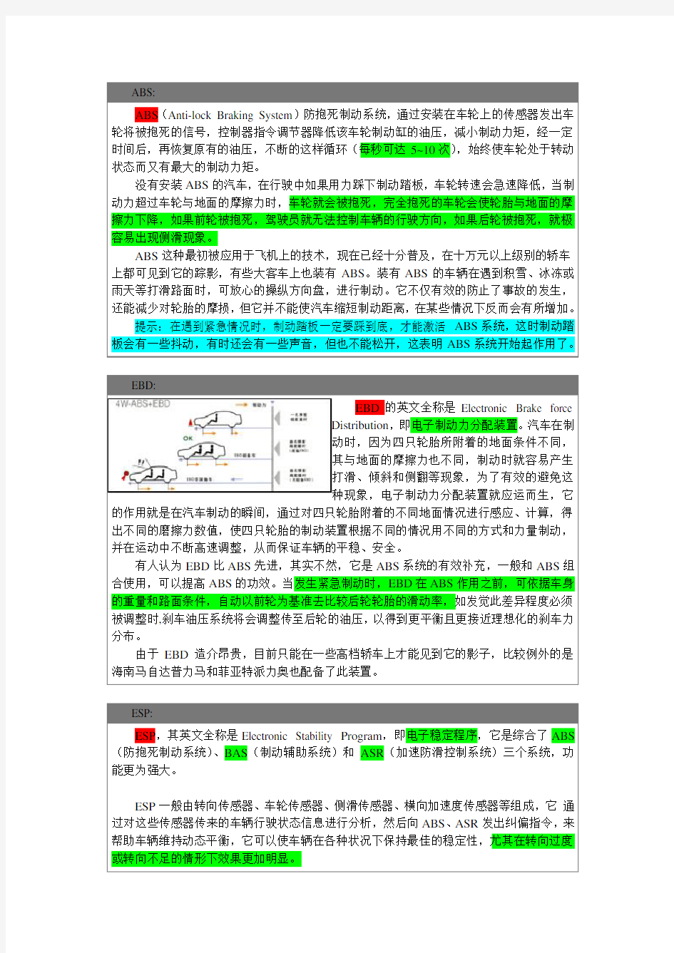 汽车专有名词术语