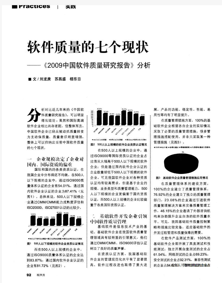 软件质量的七个现状——《2009中国软件质量研究报告》分析