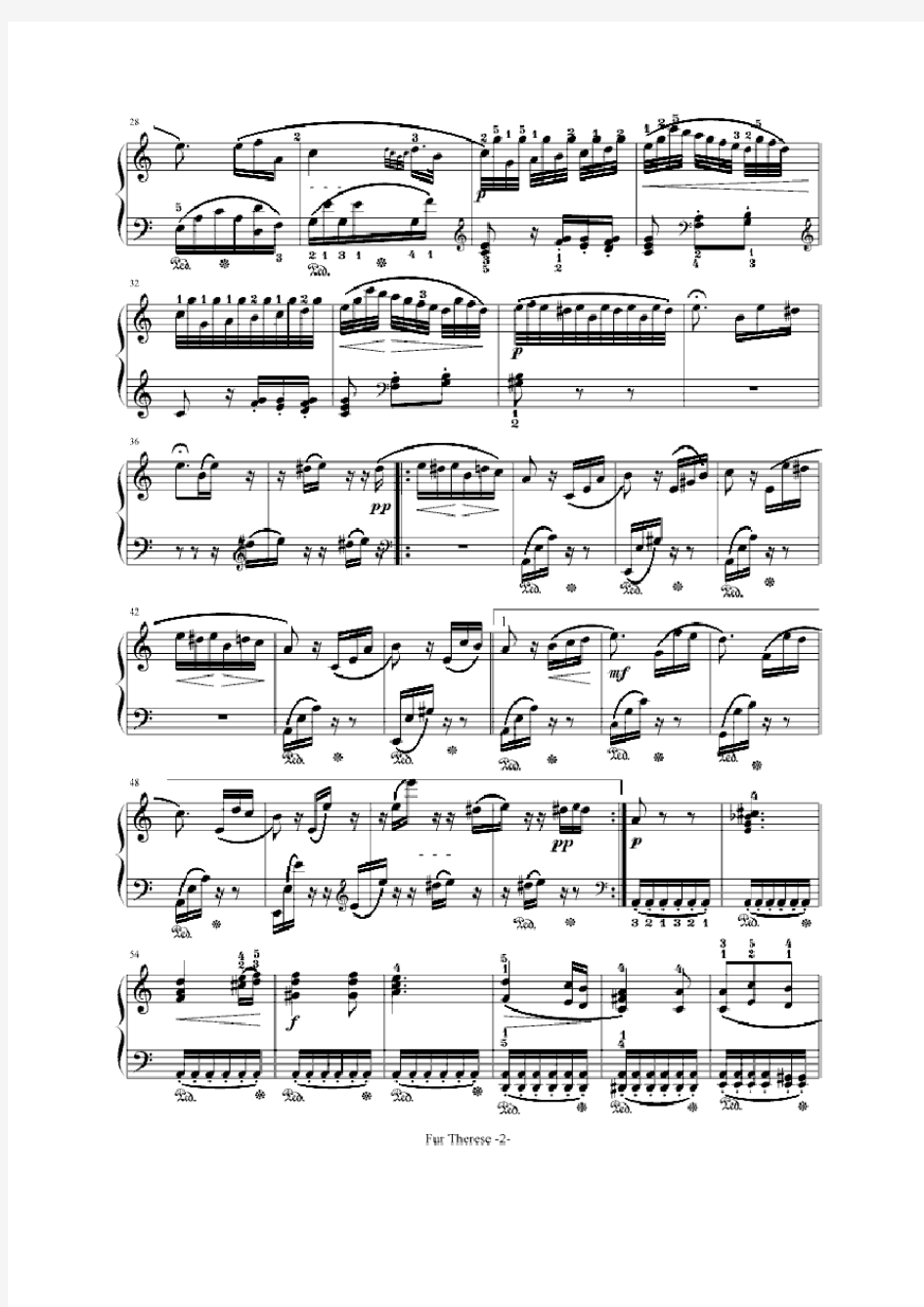贝多芬-beethoven-献给爱丽丝-带指法-钢琴曲谱