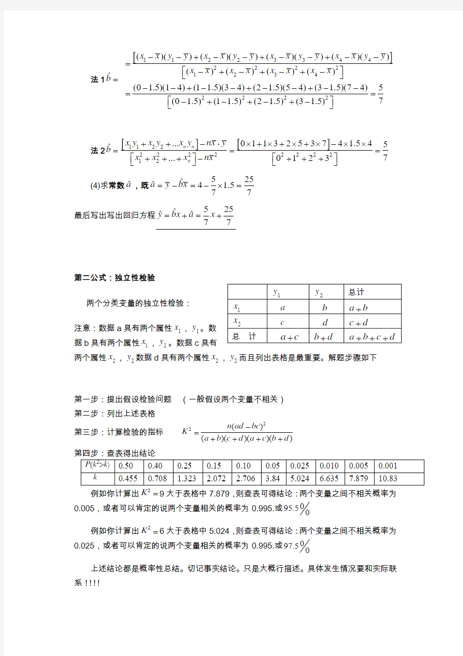 线性回归方程的求法