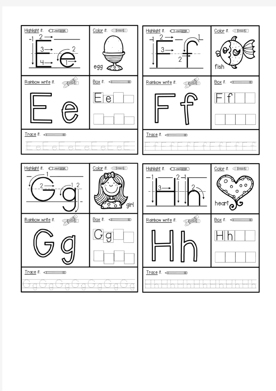 手写英语字母练习 字母表 A-Z Handwriting Sheets 幼儿园 Kindergarten