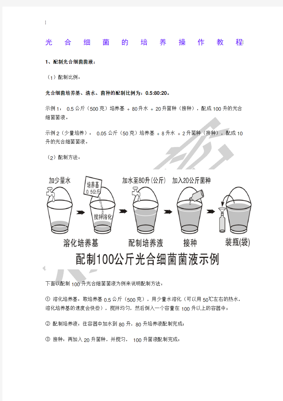 光合细菌的培养操作教程