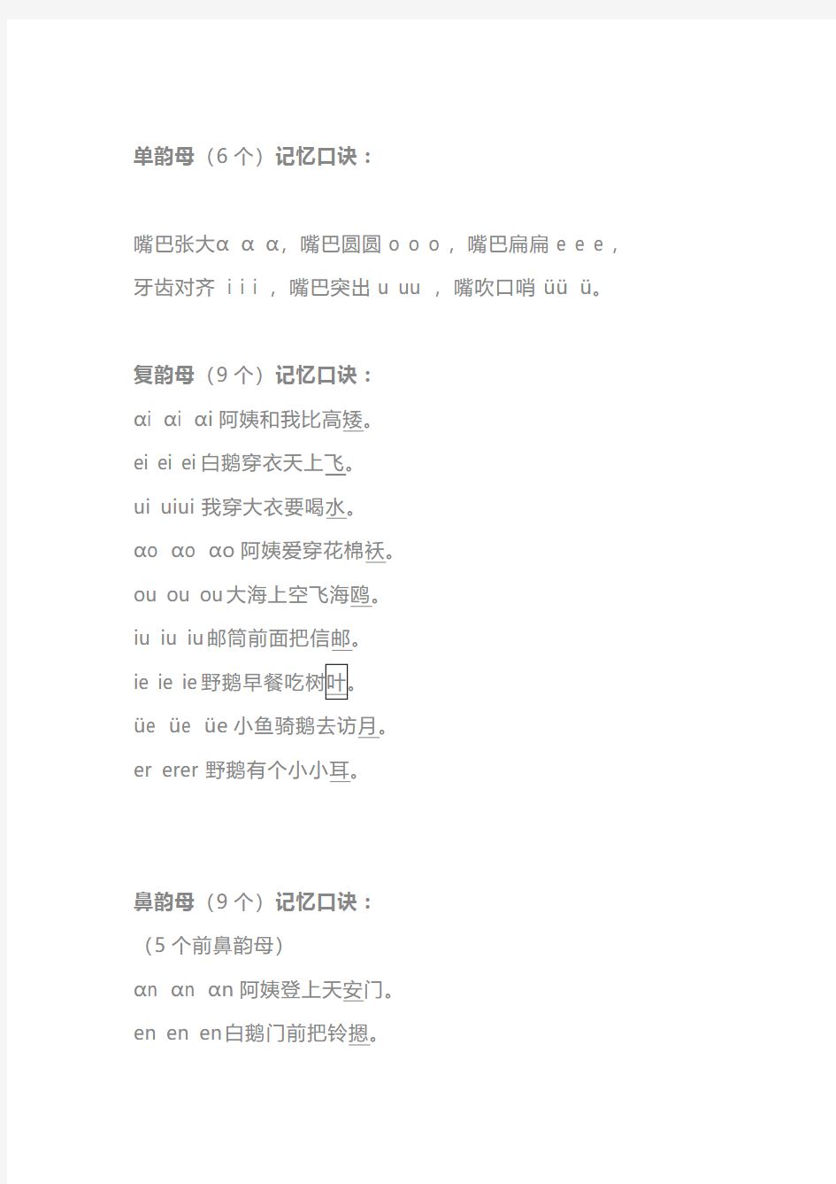 【一年级语文】汉语拼音的拼读及书写规则