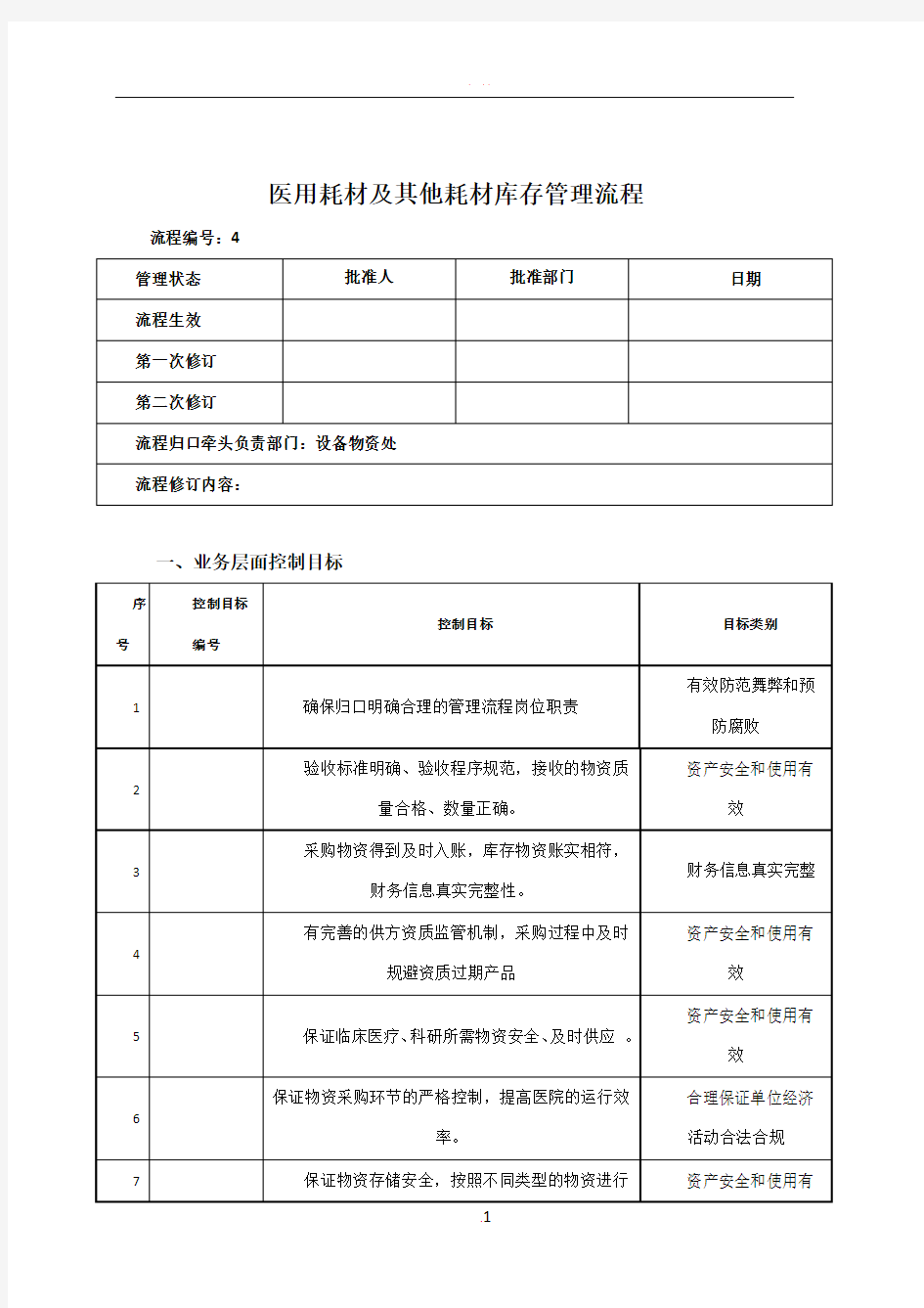 医用耗材及其他耗材库存管理流程