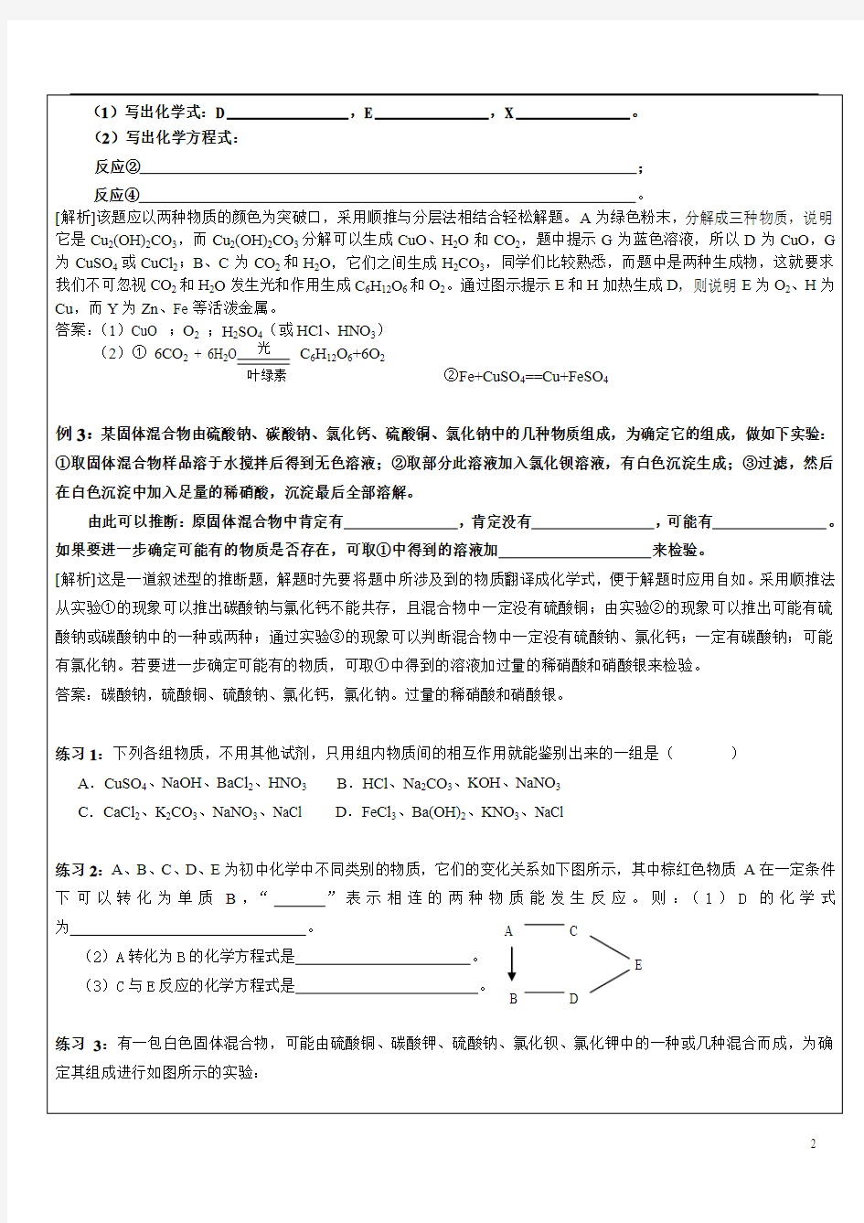 初中化学推断题解题技巧举一反三-精讲