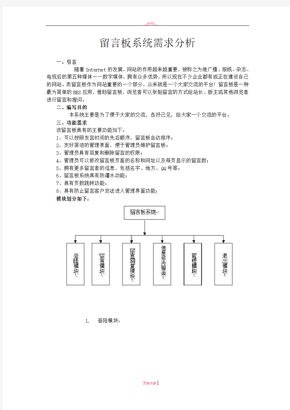 留言板系统需求分析