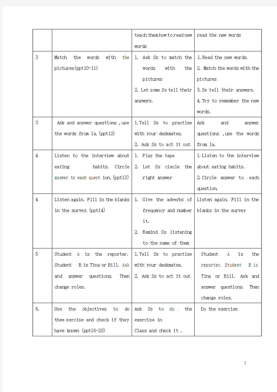 八年级英语上册Unit2HowoftendoyouexerciseSectionB1a_2e教案新版人教新目标版