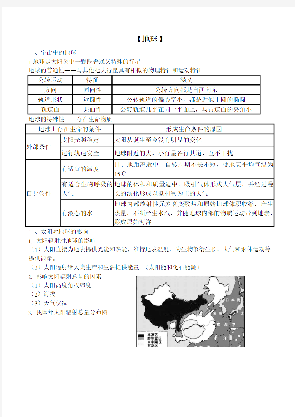 高一地理期末复习知识点湘教版 