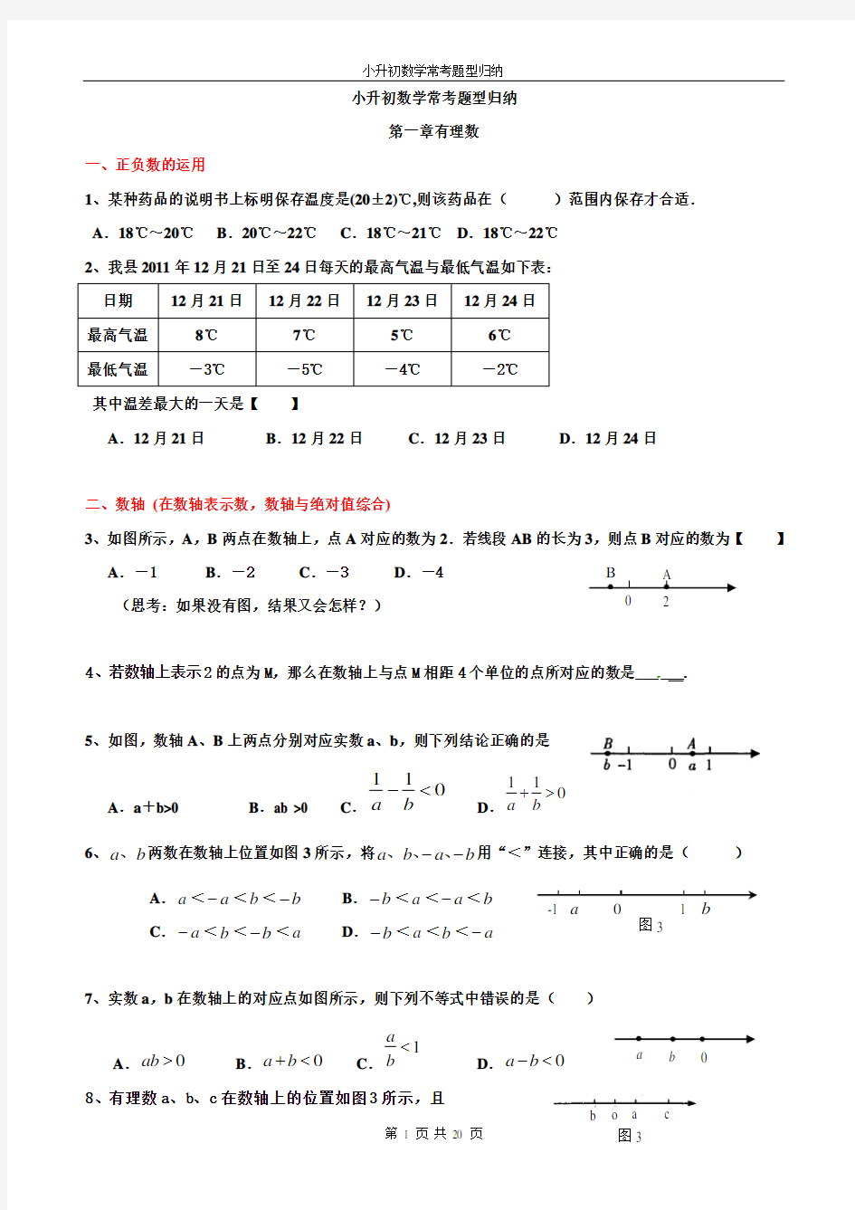 小升初数学常考题型归纳期末复习用