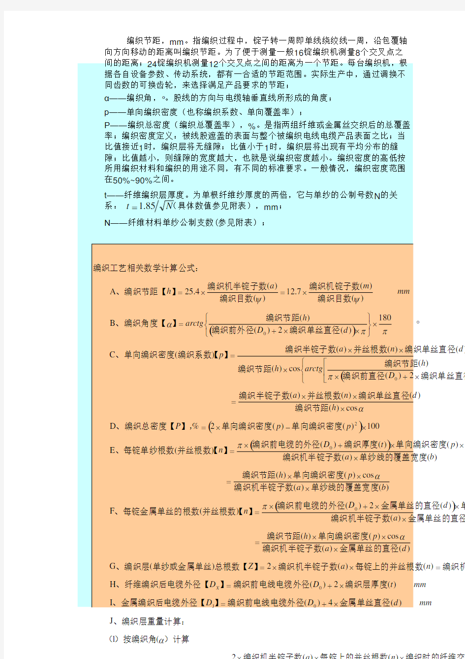 电线电缆编织工艺参数计算软件