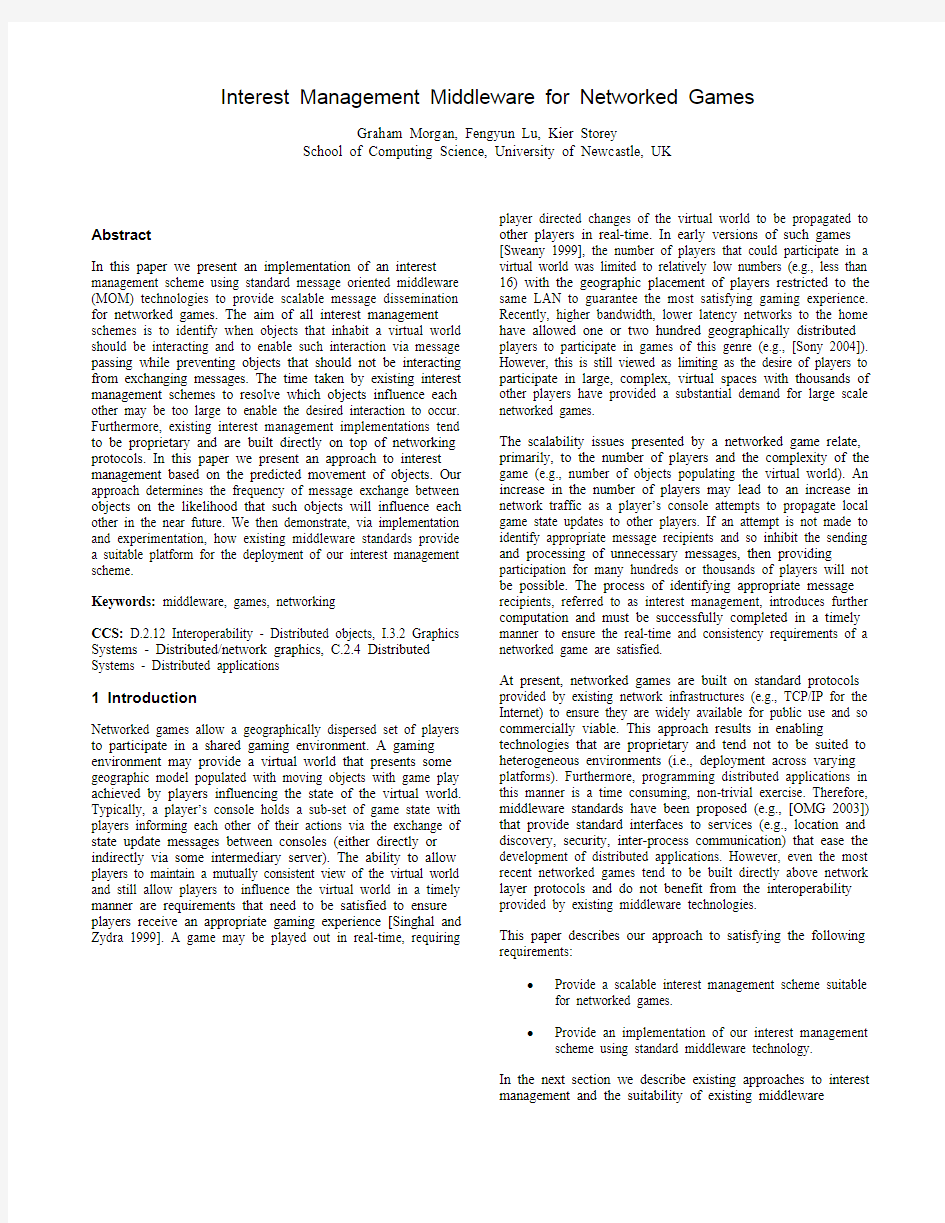 Abstract Interest Management Middleware for Networked Games