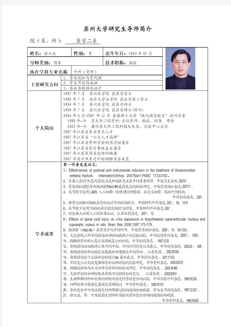 苏州大学研究生导师简介