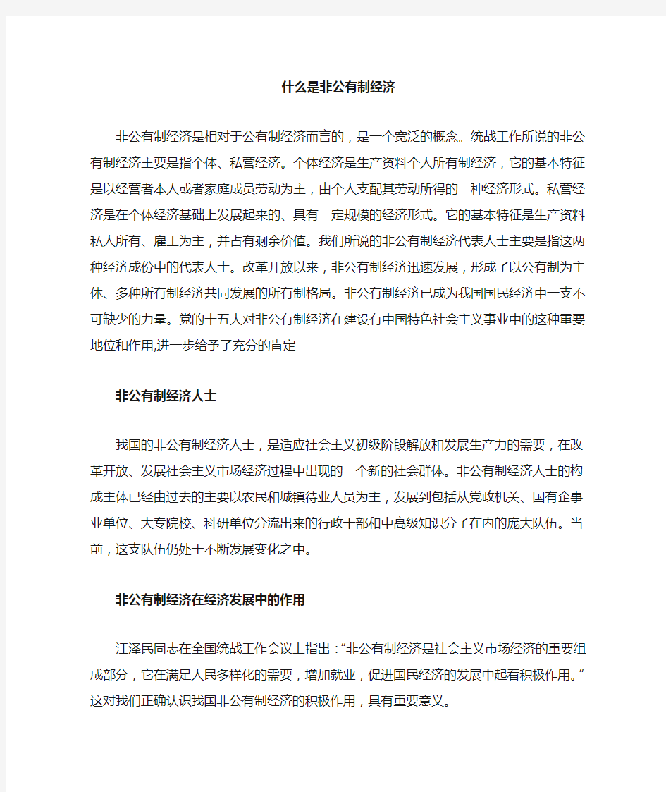 什么是非公有制经济