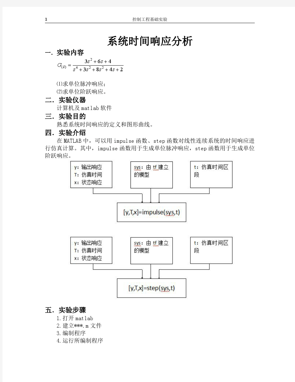 控制工程基础-系统响应分析实验报告