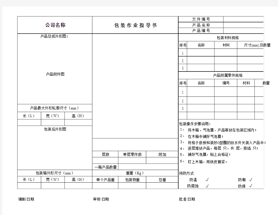 产品包装作业指导书格式