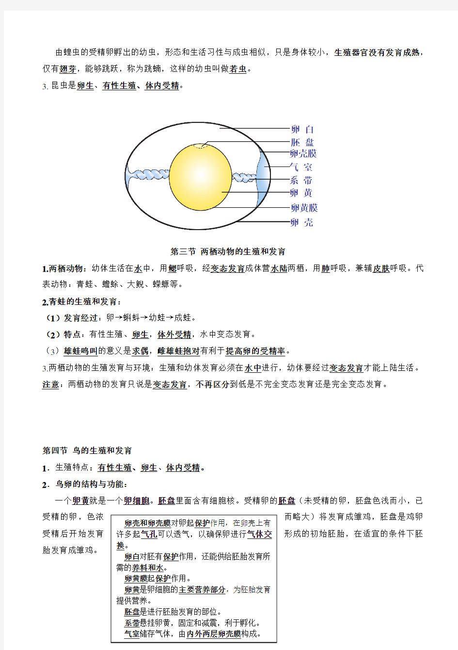 【整理】人教版八年级生物下册知识点归纳汇总