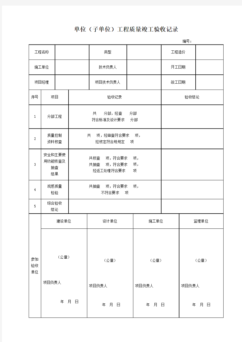 市政给排水管道检验批模板