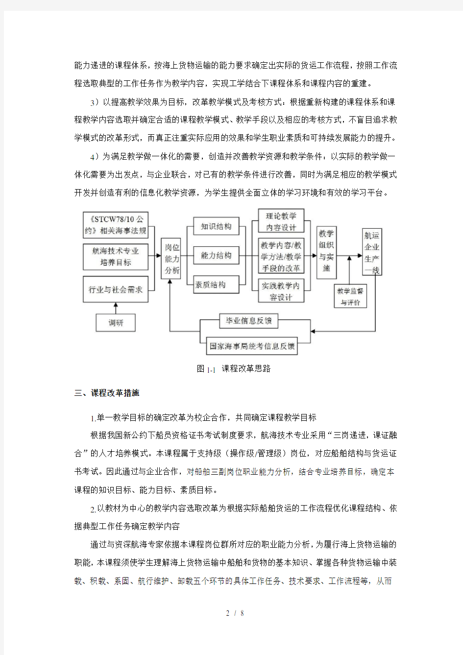 船舶结构与货运课程改革总结